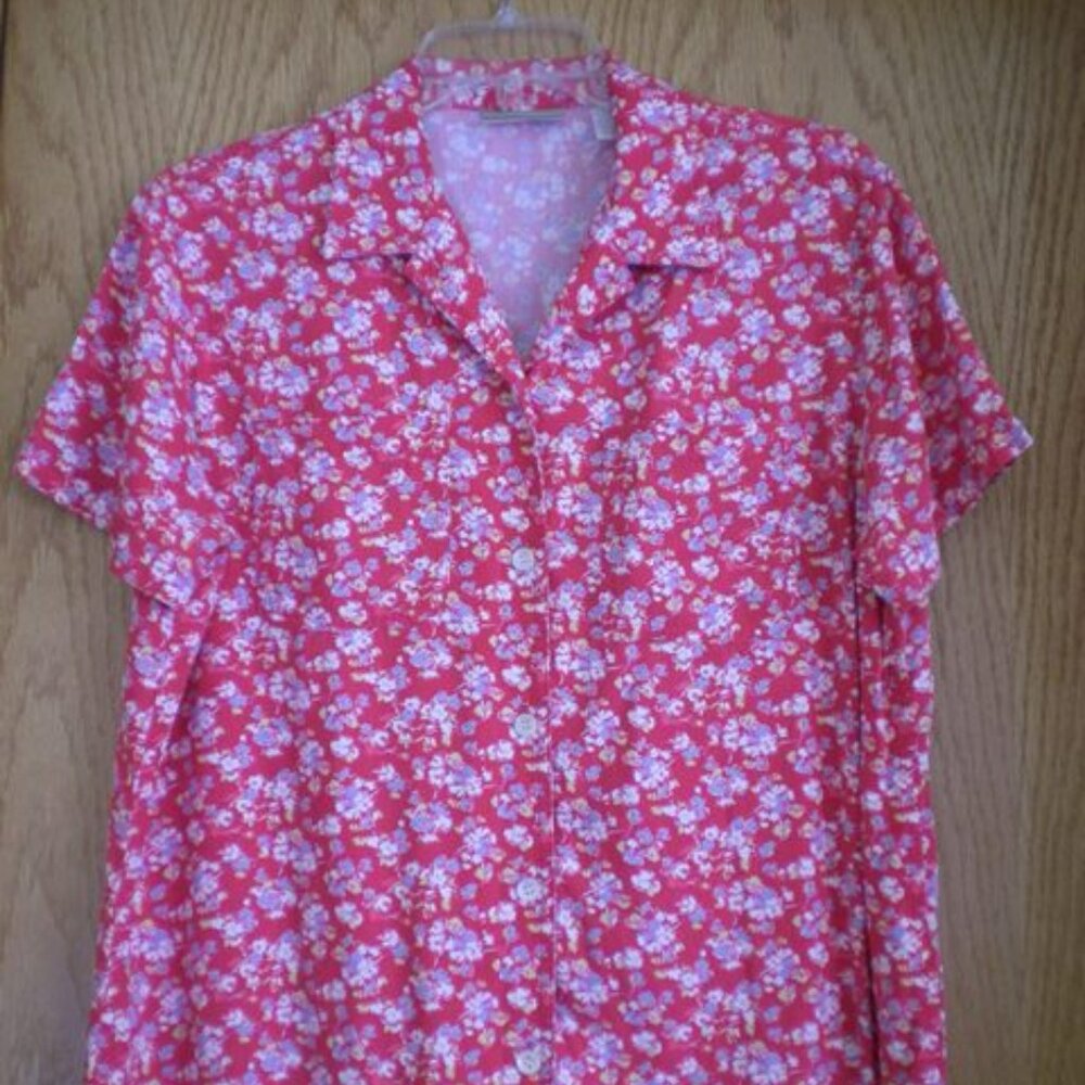 Liz Claiborne Red Floral Blouse